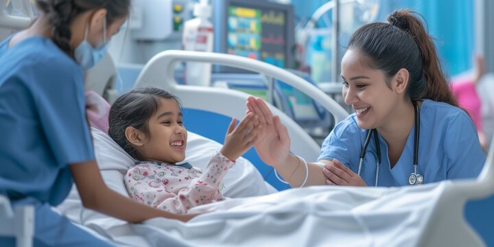 Healthcare professional caring for a young patient