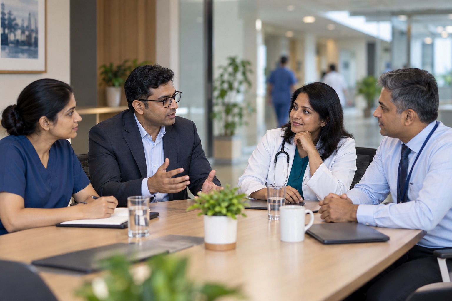Indian hospital workforce leaders planning structured onboarding for healthcare assistants